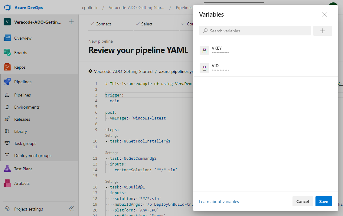 Set API key variables